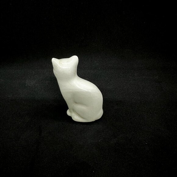 SOLD Vintage Pair Ceramic Black White Sitting Cats Halloween Angel Ying Yang - Picture 7 of 9